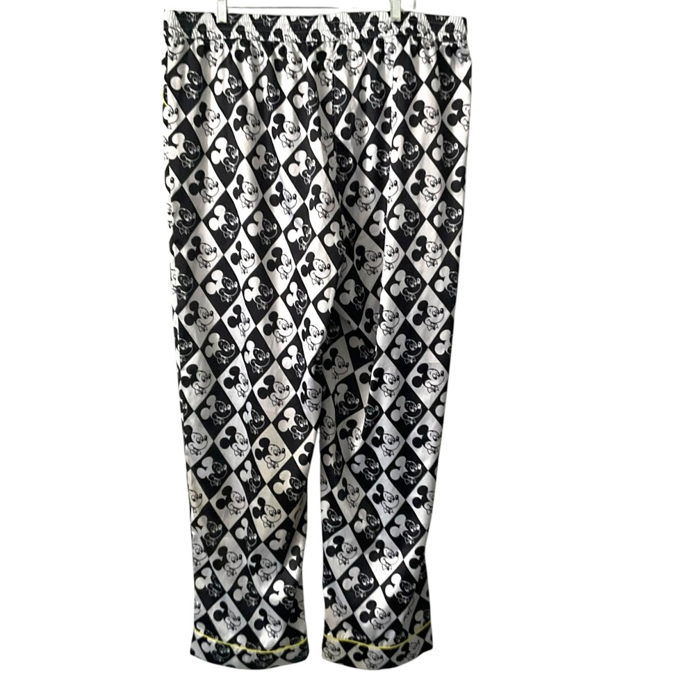 Disney Mickey Mouse Pajama Pants Womens XL Black White Harlequin‎ Diamond Print - Picture 3 of 7
